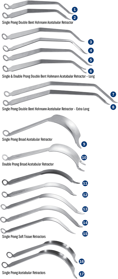 Acetabular Retractors — Single & Double Prong